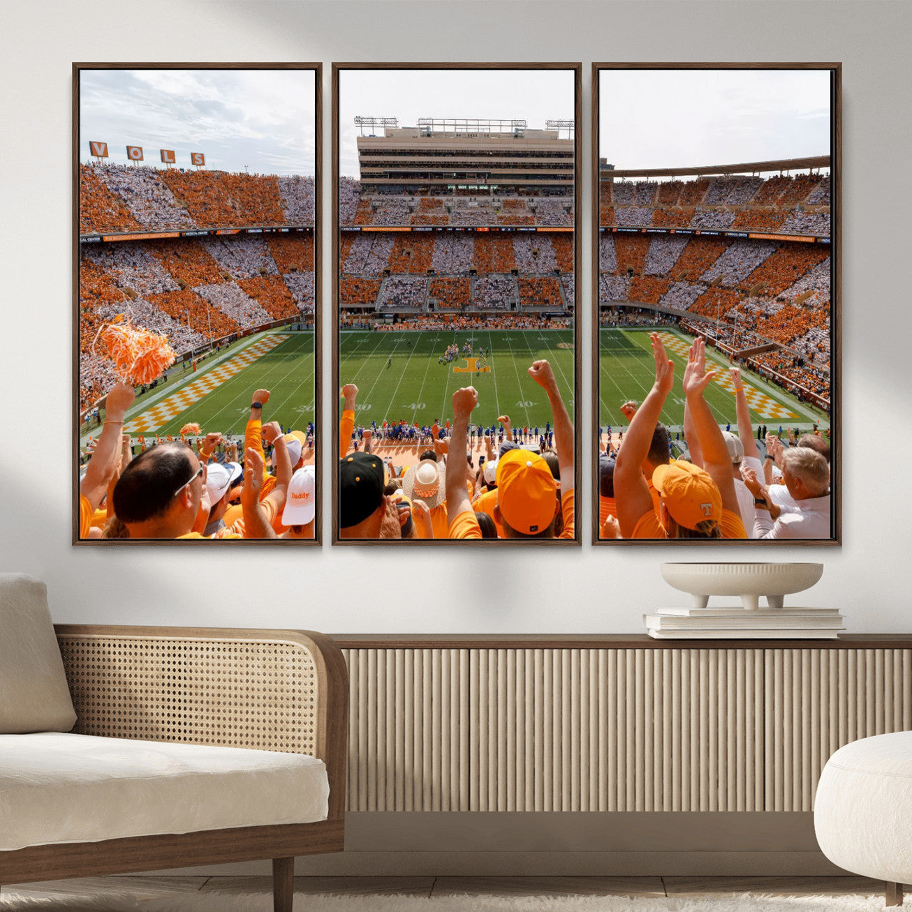 76011417-MGV-FC-48X32-3P - Tennessee Neyland Stadium Wall Art, Sports Arena Canvas Print, Panoramic Stadium Artwork for Home, Office