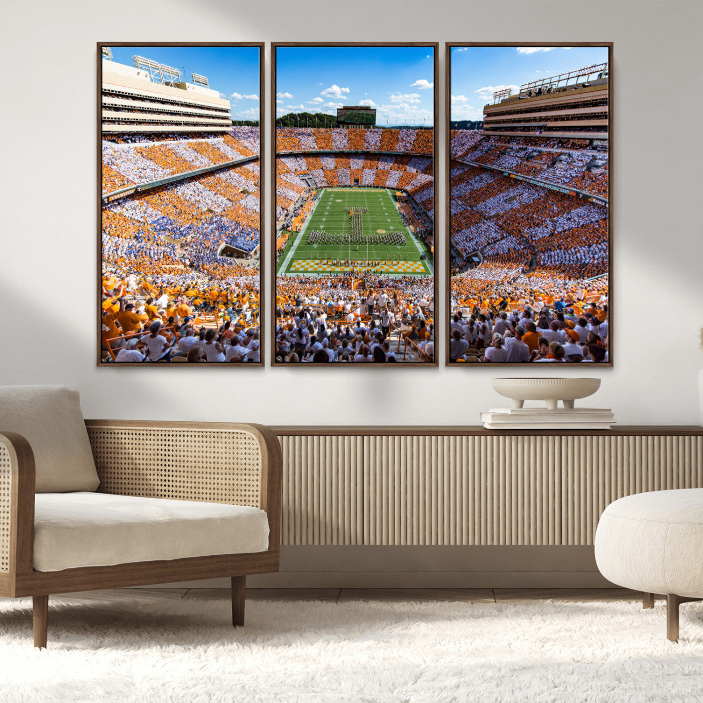 64238859-MGV-CV-48X32-3P-Tennessee Neyland Stadium Wall Art Print, Sports Arena Canvas Wall Art, Panoramic Stadium Canvas Print, Modern Athletic Field Art Printing