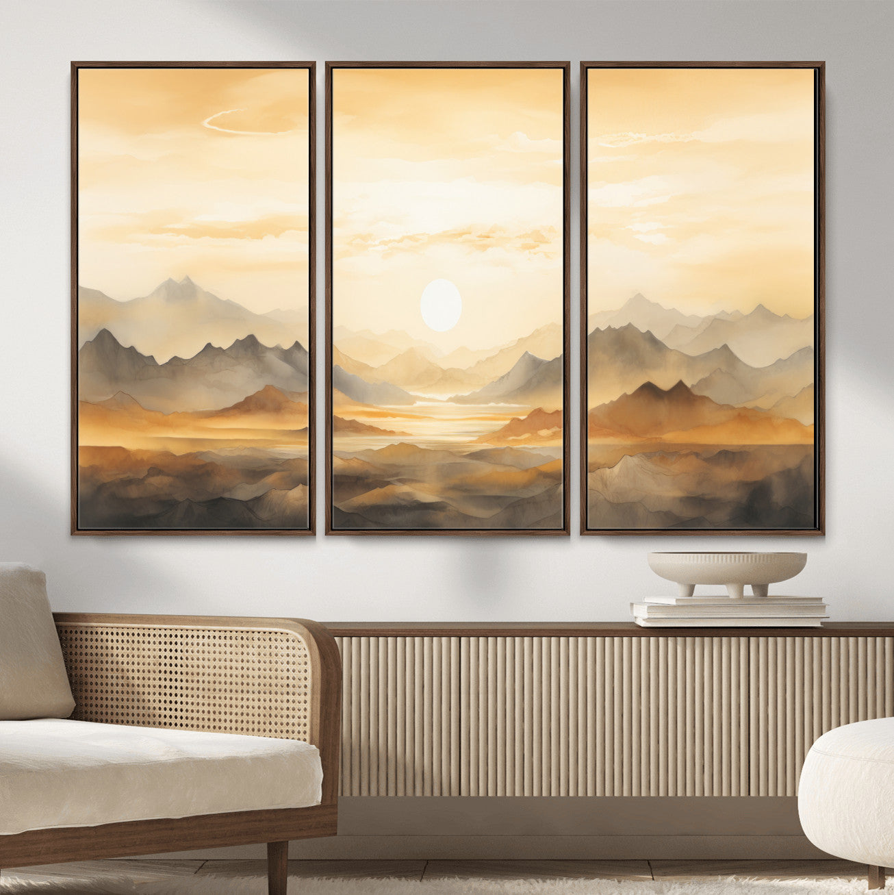 Nihat1-29-MGV-CV-36X24-Sepia Color Abstract Mountain Wall Art Canvas Print