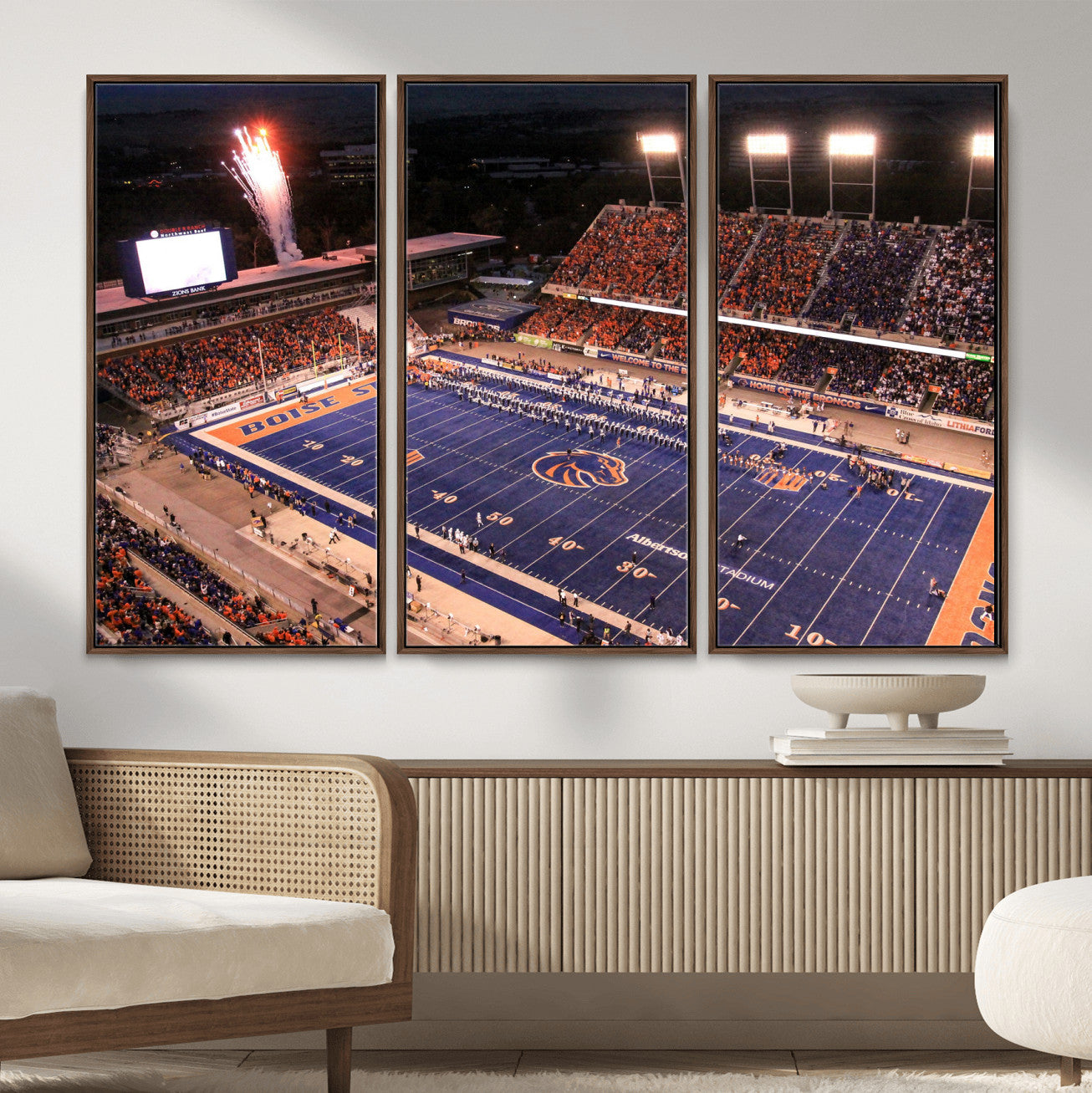 BS1001S-MGV-FC-48X32-3P - Boise State Broncos Albertsons Stadium Wall Art Canvas Print