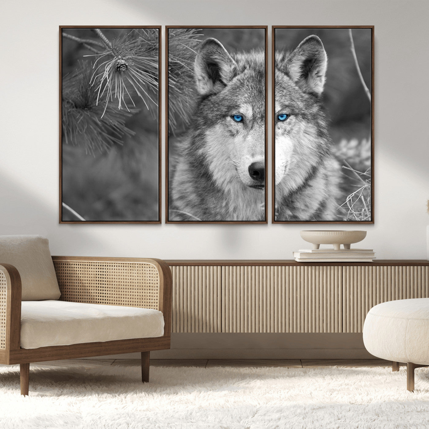 MGV-FC-48X32-3P - Wild Wolf Blue Eye Wall Art Canvas Print