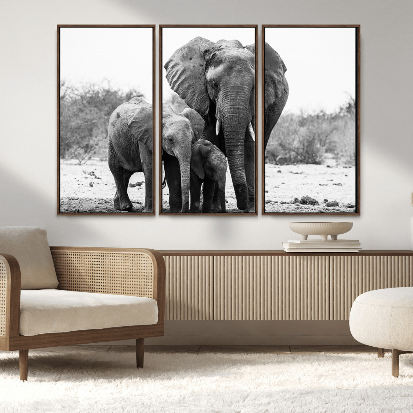 MGV-FC-48X32-3P - Elephant Family Africa Wall Art Canvas Print