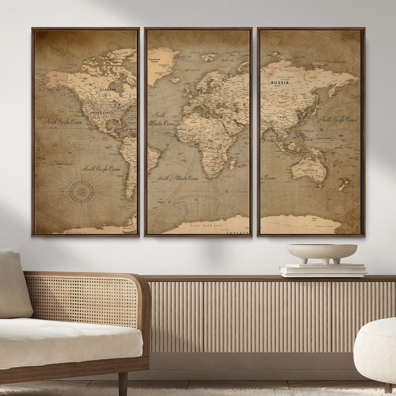 49946617-MGV-CV-36X24 - World Map Wall Art Canvas Print, Modern Decorative Framed Map Artwork Prints for Living Room, Office, Bedroom Wall Decor