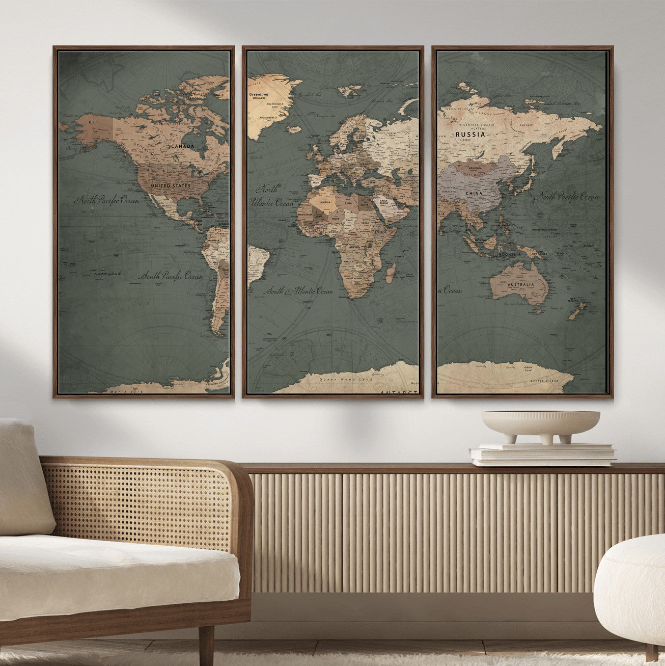 84619399-MGV-CV-36X24 - World Map Wall Art Canvas Print, Modern Decorative Framed Map Artwork Prints for Living Room, Office, Bedroom Wall Decor