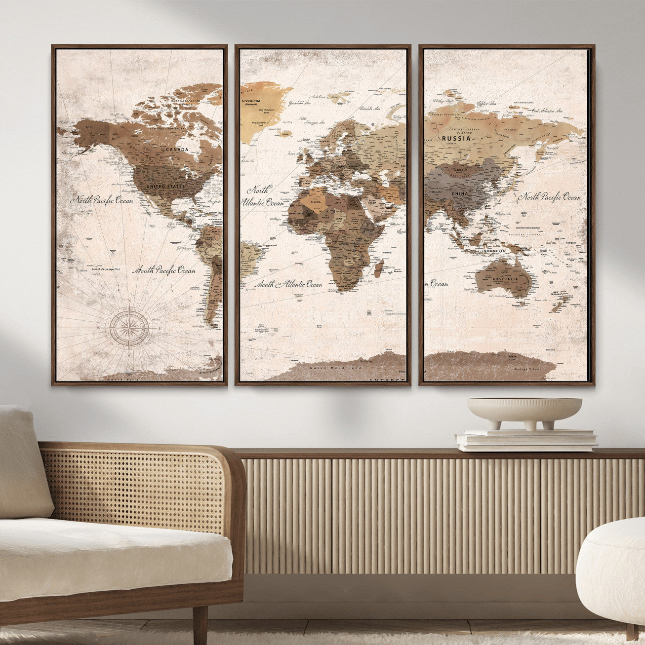 38923639-MGV-CV-36X24 - World Map Wall Art Canvas Print, Modern Decorative Framed Map Artwork Prints for Living Room, Office, Bedroom Wall Decor