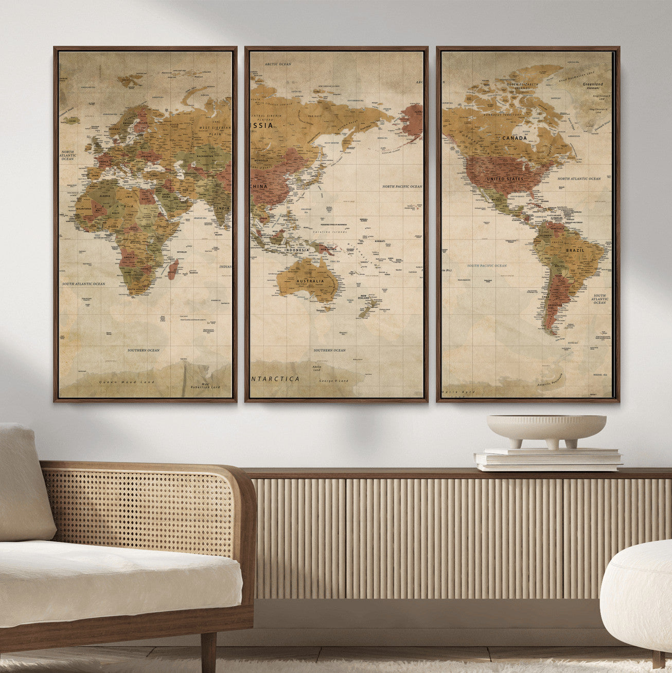 83478963-MGV-CV-36X24 - World Map Wall Art Canvas Print, Modern Decorative Framed Map Artwork Prints for Living Room, Office, Bedroom Wall Decor