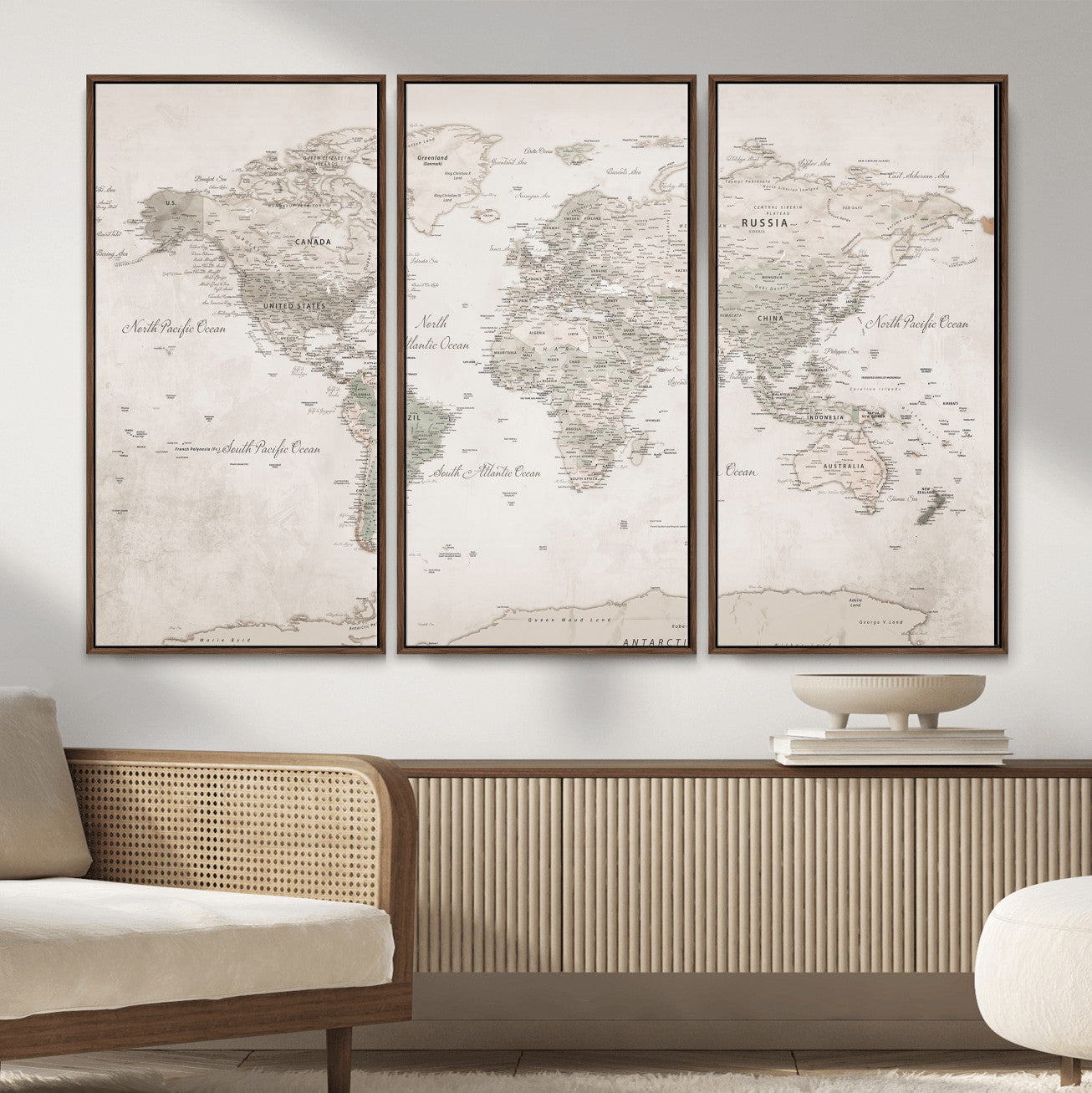 90355419-MGV-CV-36X24 - World Map Wall Art Canvas Print, Modern Decorative Framed Map Artwork Prints for Living Room, Office, Bedroom Wall Decor