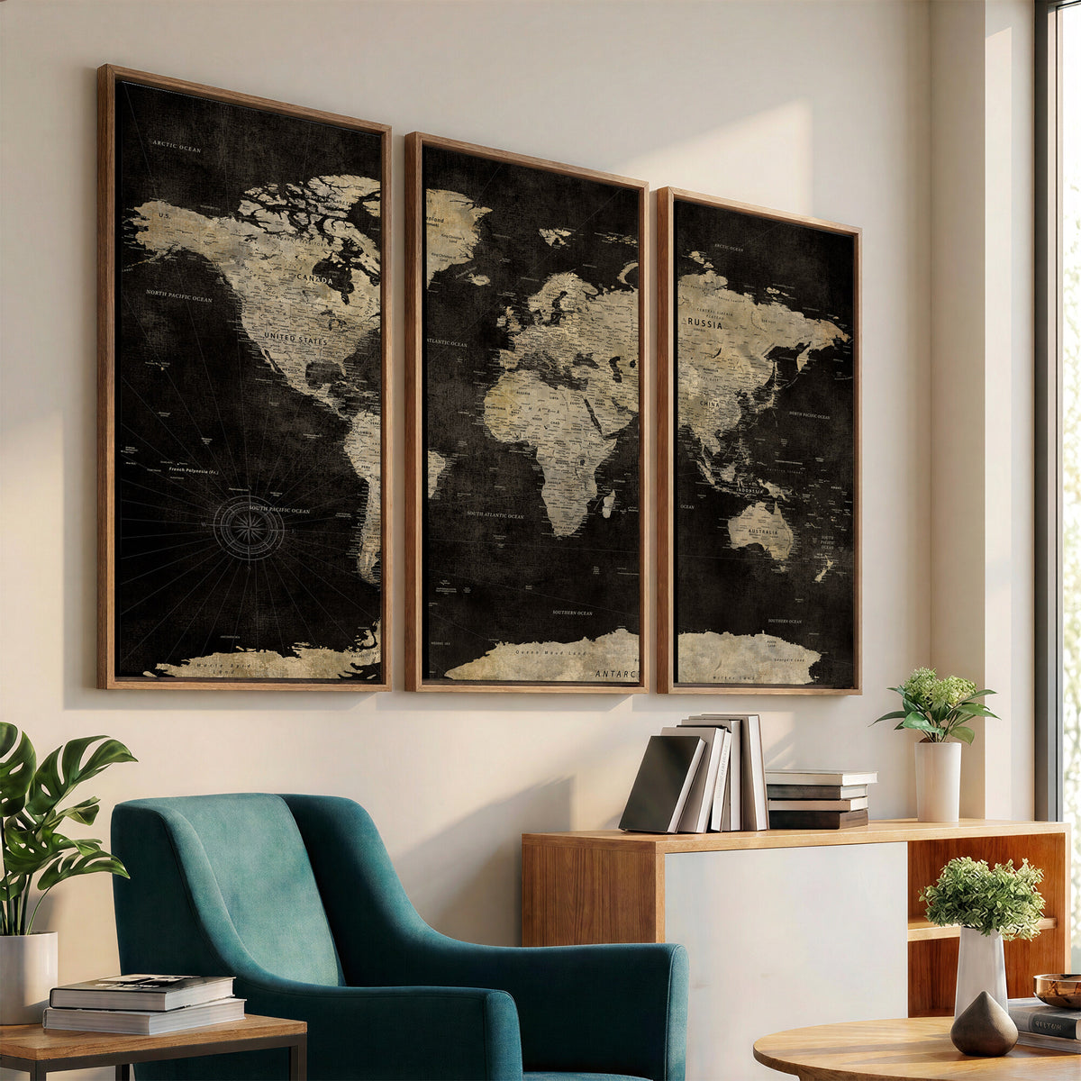 60653880-MGV-CV-36X24 - Push Pin World Map Canvas Wall Art Print, Interactive Travel