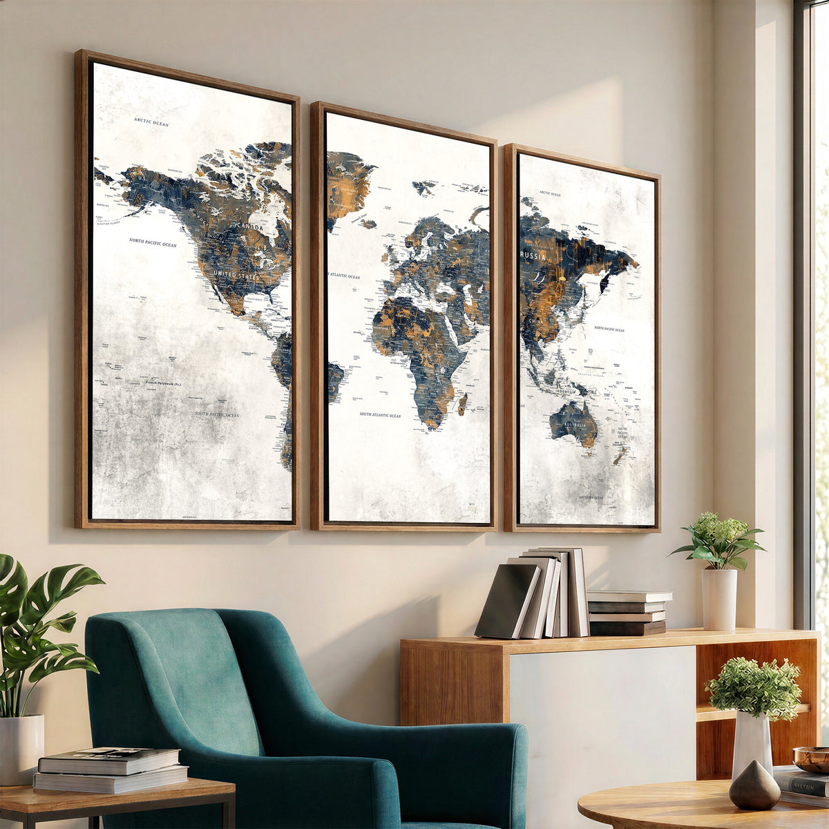 52451147-MGV-CV-36X24 - World Map Wall Art Canvas Print for Office Wall Decor