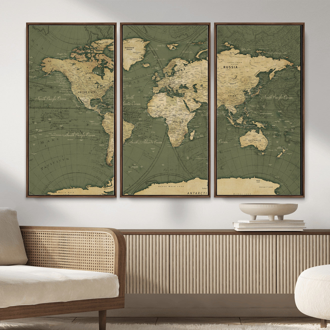 75846040-MGV-CV-36X24 - World Map Wall Art Canvas Print, Modern Decorative Framed Map Artwork Prints for Living Room, Office, Bedroom Wall Decor