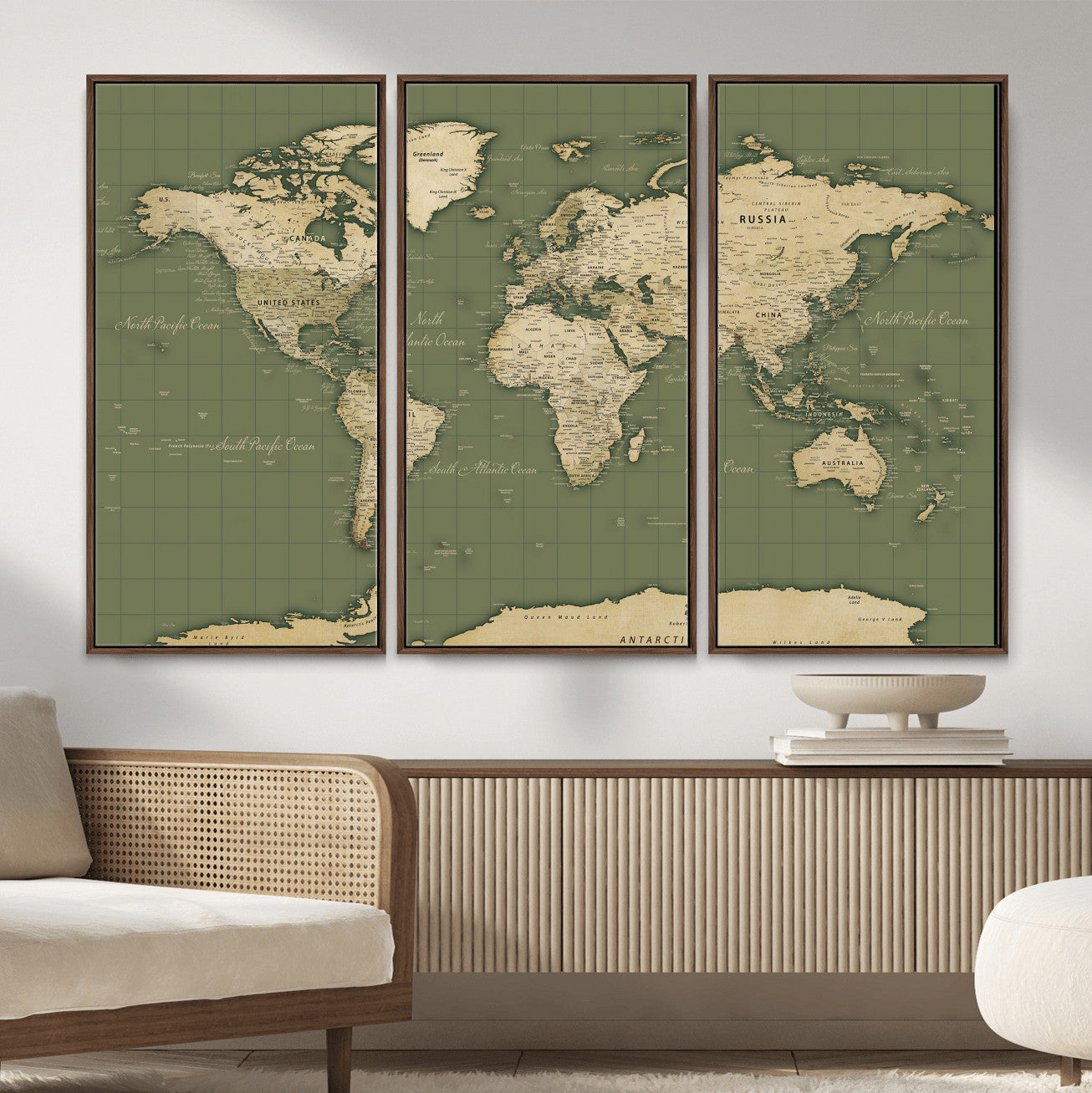 13750241-MGV-CV-36X24 - World Map Wall Art Canvas Print, Modern Decorative Framed Map Artwork Prints for Living Room, Office, Bedroom Wall Decor