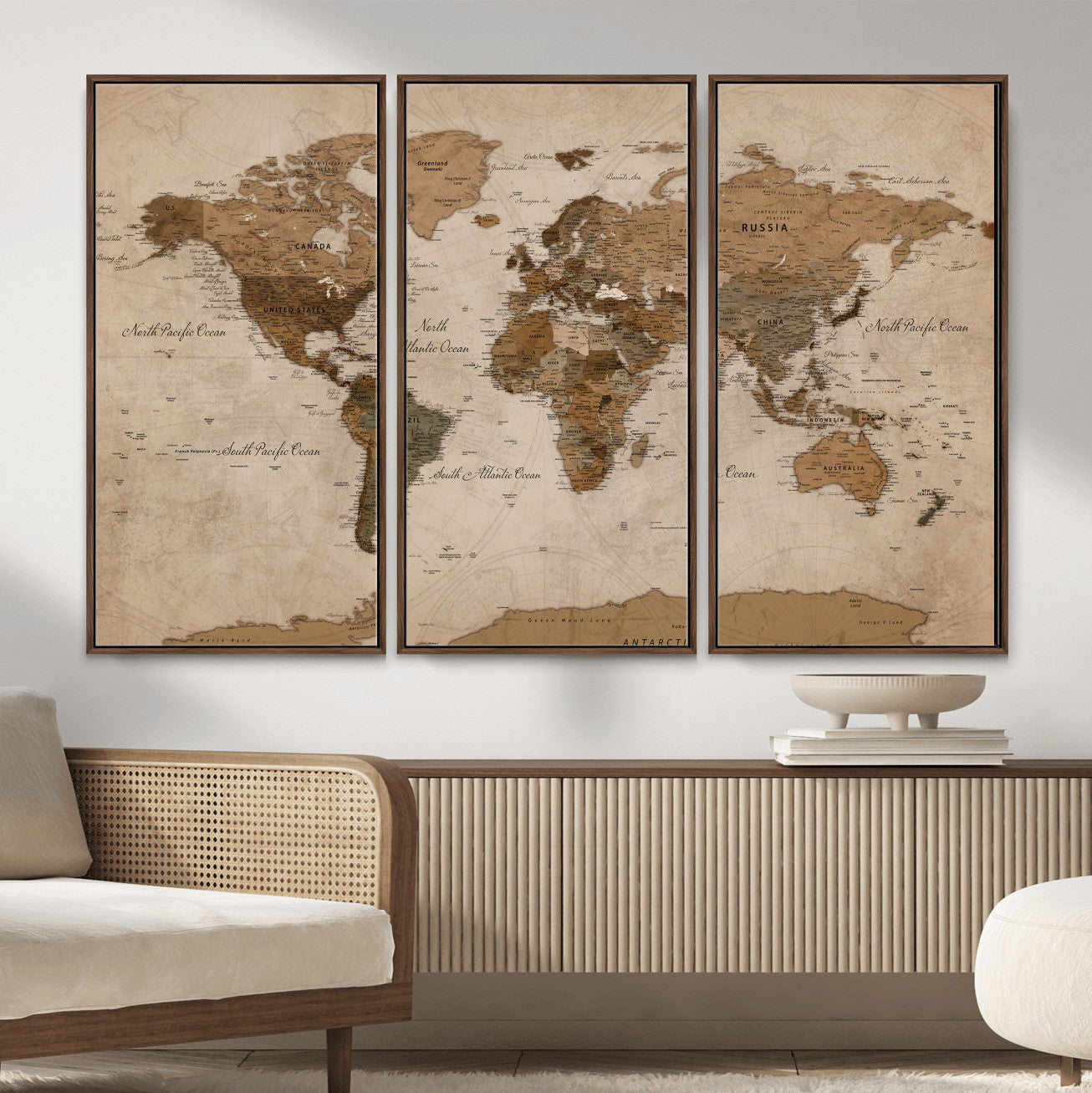 40064188-MGV-CV-36X24 - World Map Wall Art Canvas Print, Modern Decorative Framed Map Artwork Prints for Living Room, Office, Bedroom Wall Decor