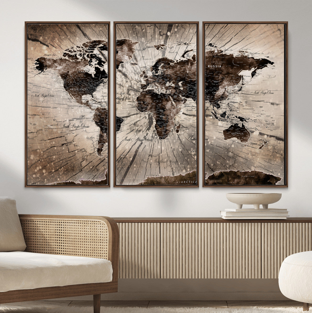 94623295-MGV-CV-36X24 - World Map Wall Art Canvas Print, Modern Decorative Framed Map Artwork Prints for Living Room, Office, Bedroom Wall Decor
