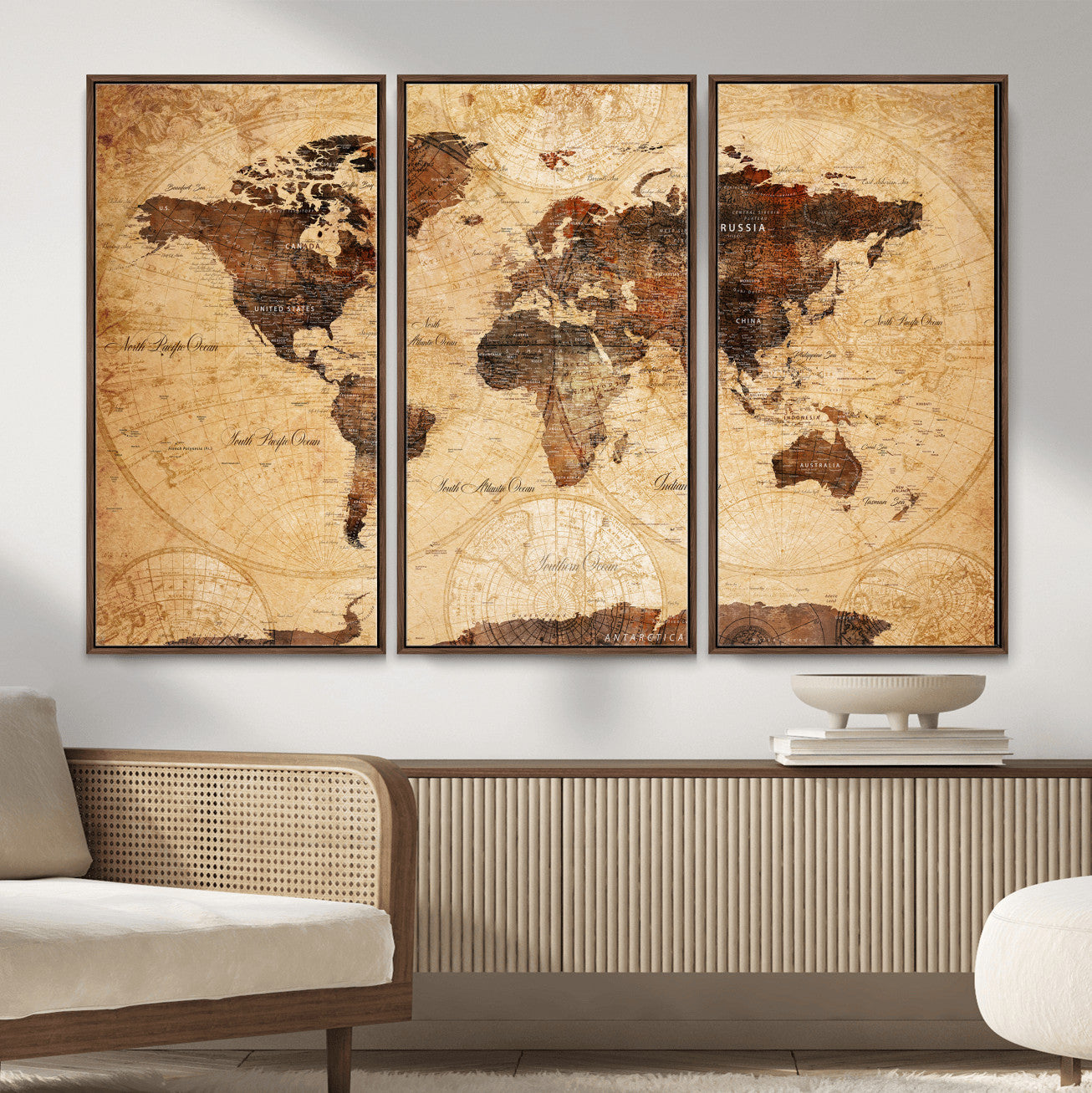 40760475-MGV-CV-36X24 - World Map Wall Art Canvas Print, Modern Decorative Framed Map Artwork Prints for Living Room, Office, Bedroom Wall Decor