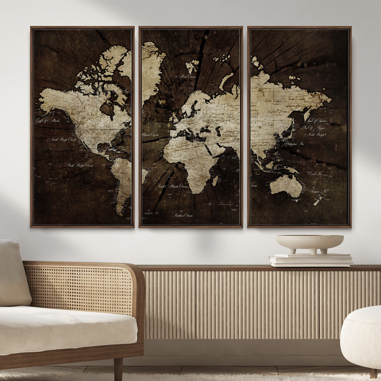 40991509-MGV-CV-36X24 - World Map Wall Art Canvas Print, Modern Decorative Framed Map Artwork Prints for Living Room, Office, Bedroom Wall Decor