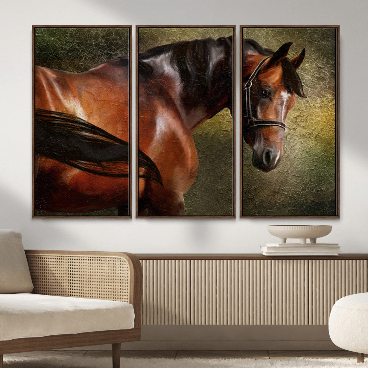 76810-MGV-CV-36X24-Majestic Brown Horse Wall Art Canvas Print – Framed Equestrian Artwork with Elegant Stallion Artwork for Home or Office Decor