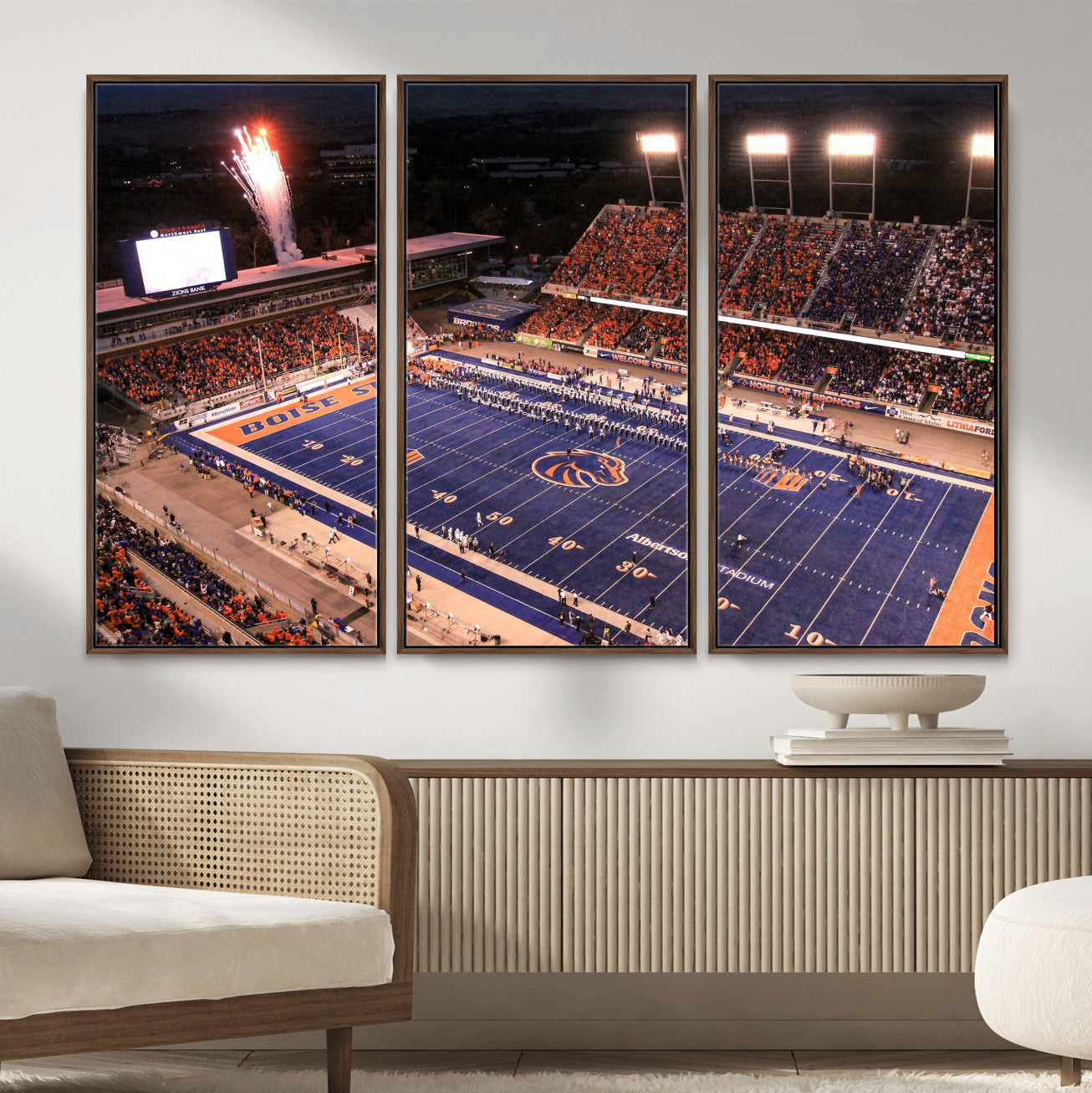 58849575-MGV-CV-36X24 - Boise State Stadium Large Wall Art Canvas Print for Living Room Office Wall Decor