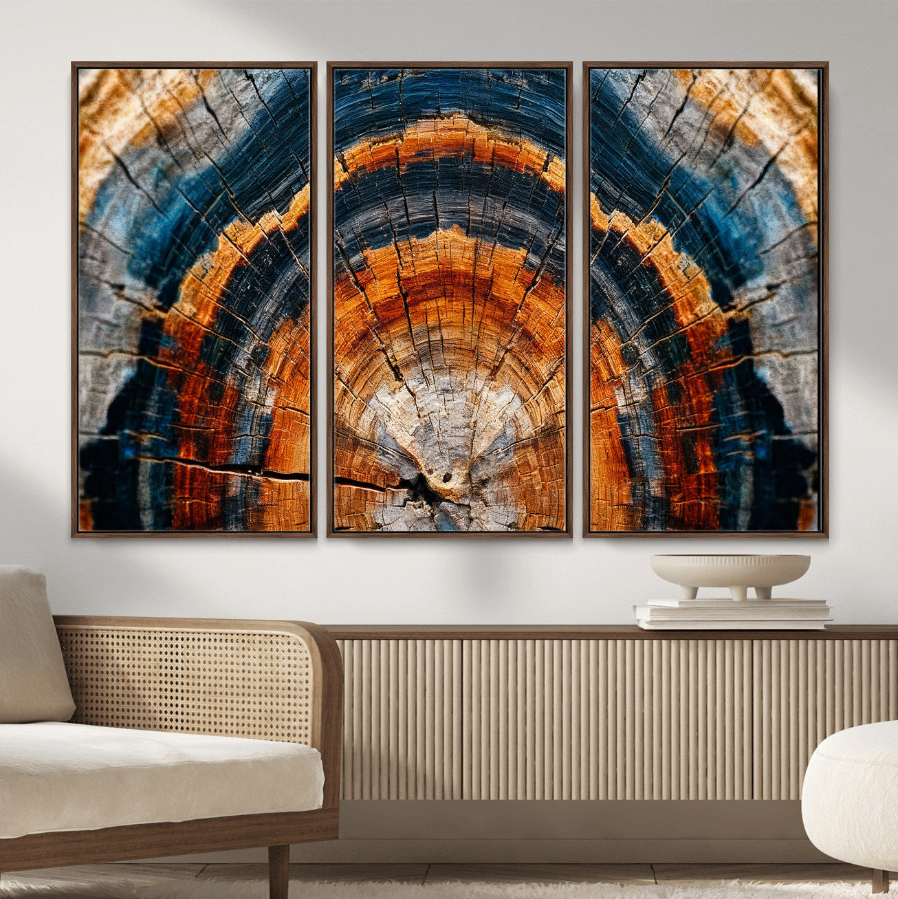 92693966N-MGV-CV-36X24 - Abstract Wood Grain Canvas Print, Tree Ring Pattern Wall Art, Framed Canvas Ready to Hang