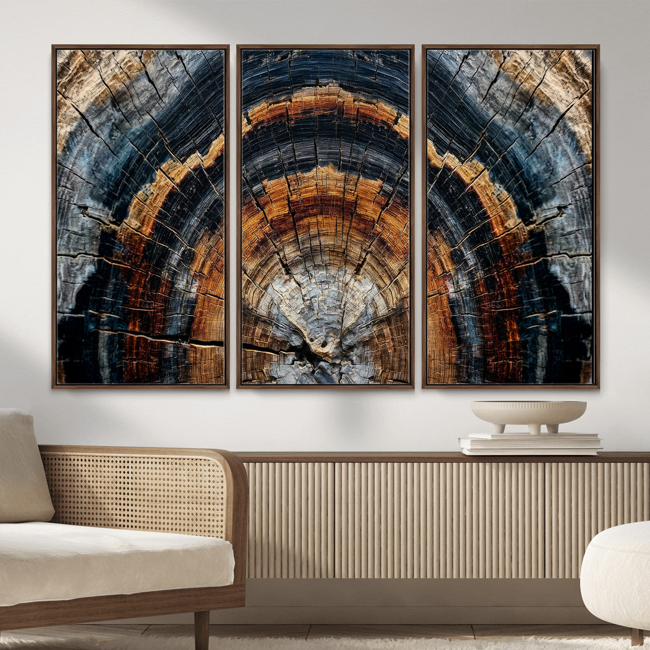 92693966A-MGV-CV-36X24 - Abstract Wood Grain Canvas Print, Tree Ring Pattern Wall Art, Framed Canvas Ready to Hang