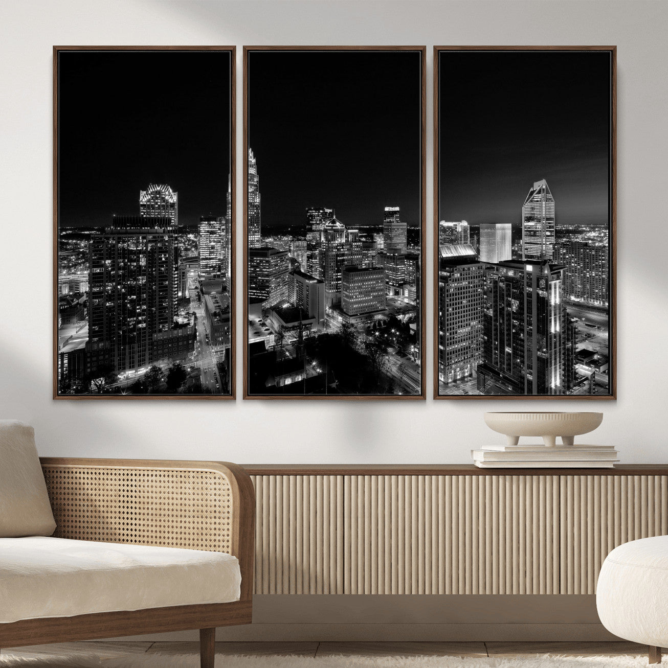 68329345-MGV-CV-36X24 - Atlanta Skyline Wall Art Canvas Print, Atlanta Downtown Night Cityscape Print for Modern Urban Wall Decor