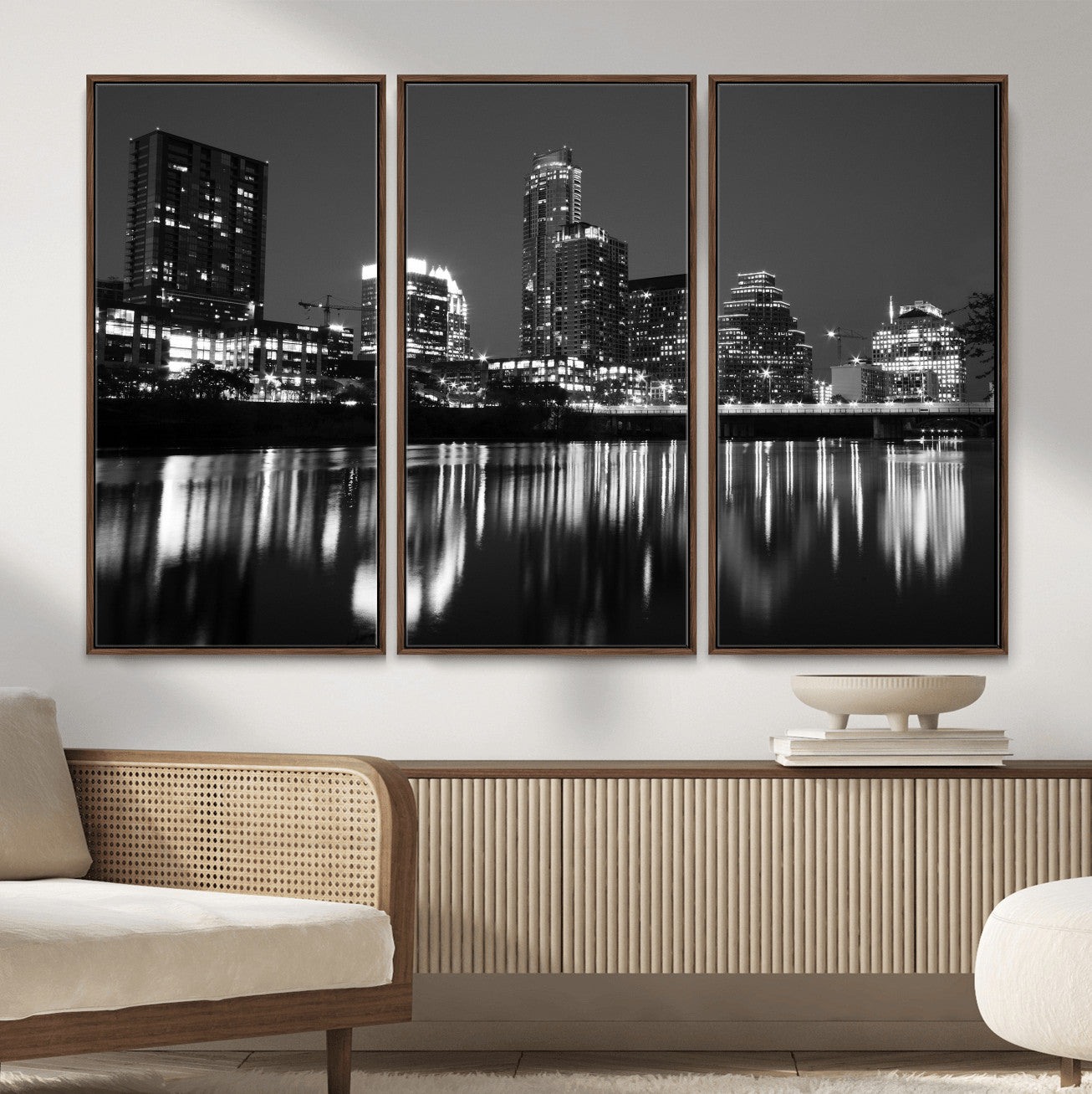 38129554-MGV-CV-36X24 - Austin Skyline Wall Art Canvas Print, Austin Downtown Night Cityscape Print for Modern Urban Wall Decor