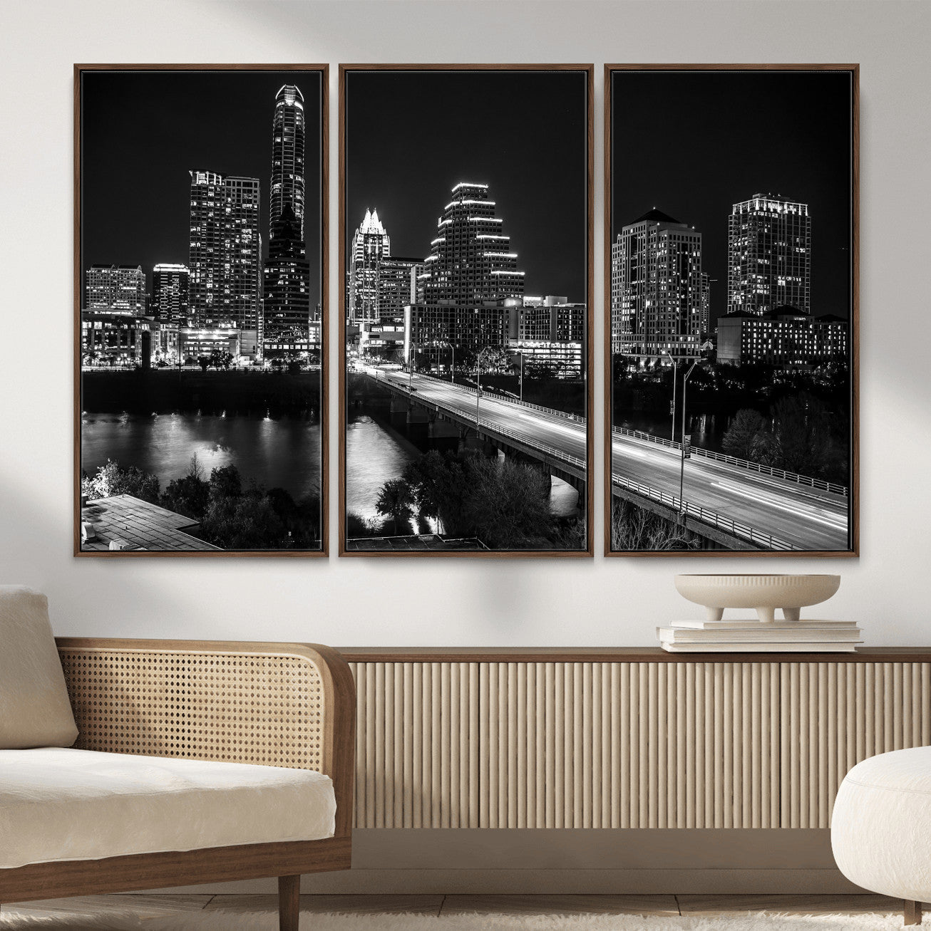 37531750-MGV-CV-36X24 - Austin Skyline Wall Art Canvas Print, Austin Downtown Night Cityscape Print for Modern Urban Wall Decor