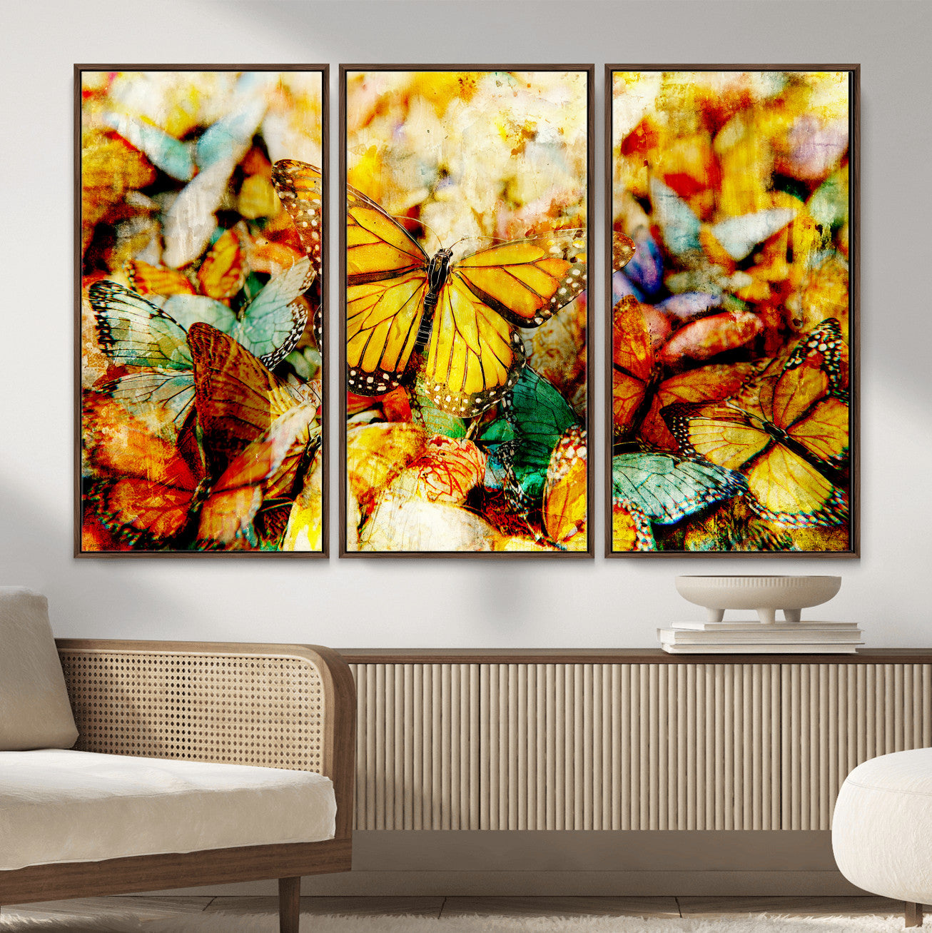 52514054-MGV-CV-36X24 - Butterfly Wall Art Canvas Print – Colorful Abstract Nature Artwork Print for Living Room, Bedroom, and Office Decor