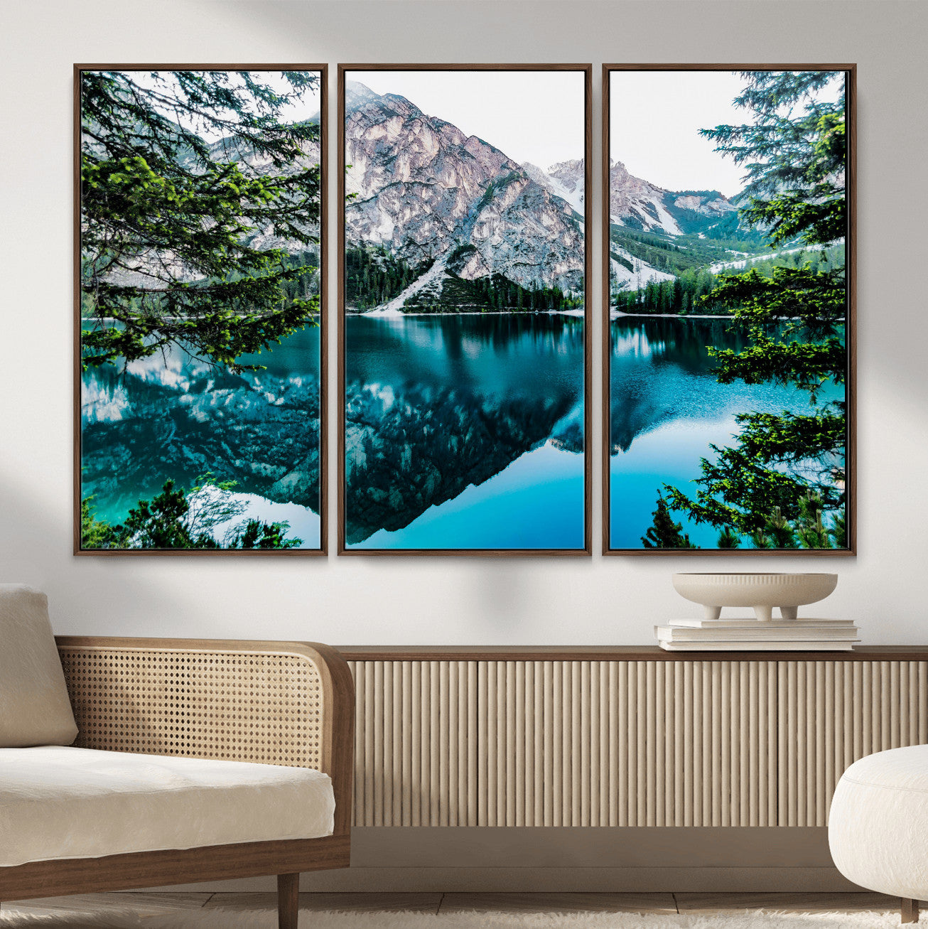 61202865-MGV-CV-36X24 - Alpine Mountain Lake Wall Art Canvas Print – Turquoise Reflection Landscape Photography Artwork Print for Living Room, Cabin, and Nature Home Decor