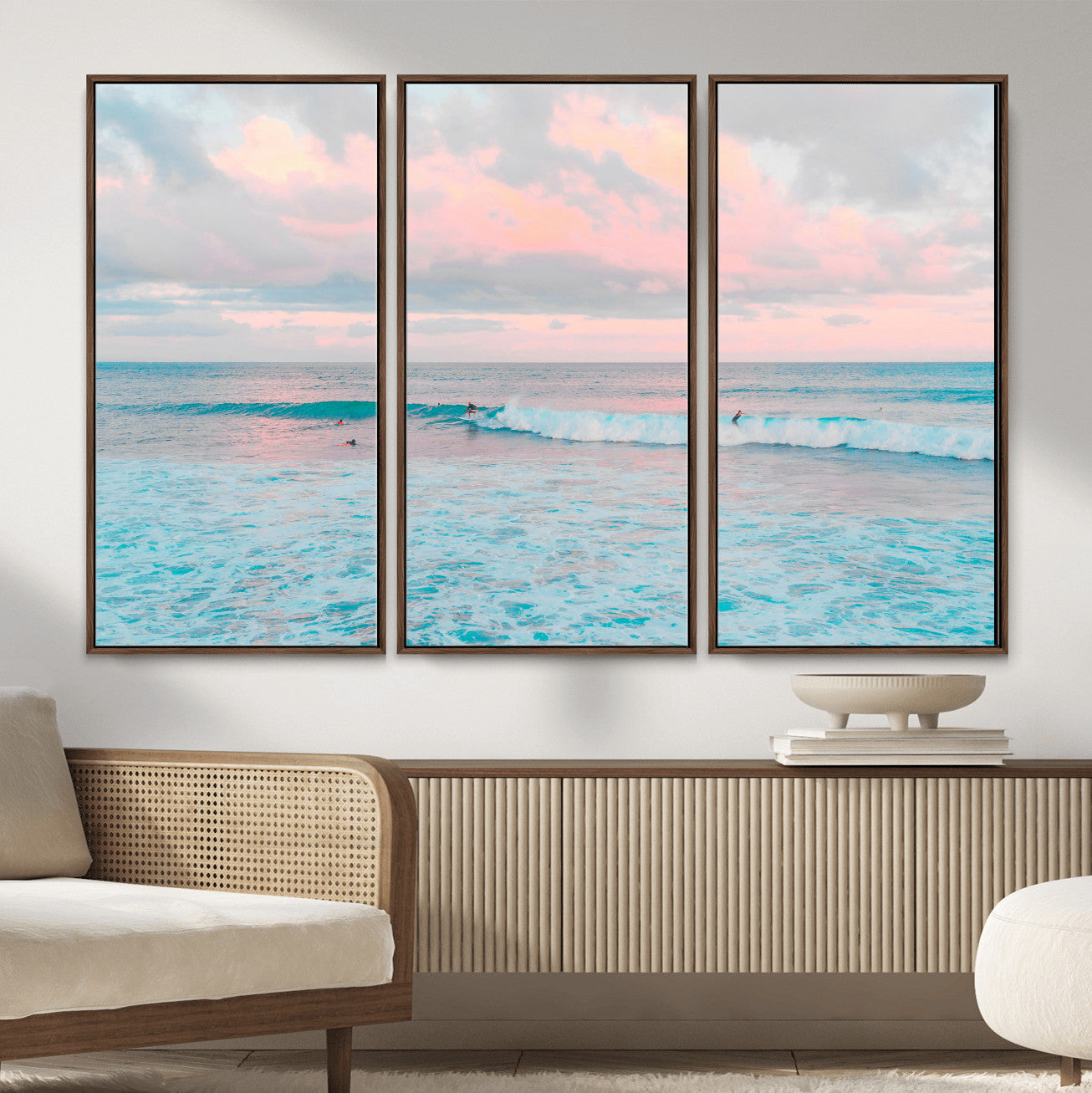 73216461-MGV-CV-36X24 - Ocean Wave Wall Art Canvas Print, Pastel Surf Seascape Photography, Coastal Beach Wall Decor
