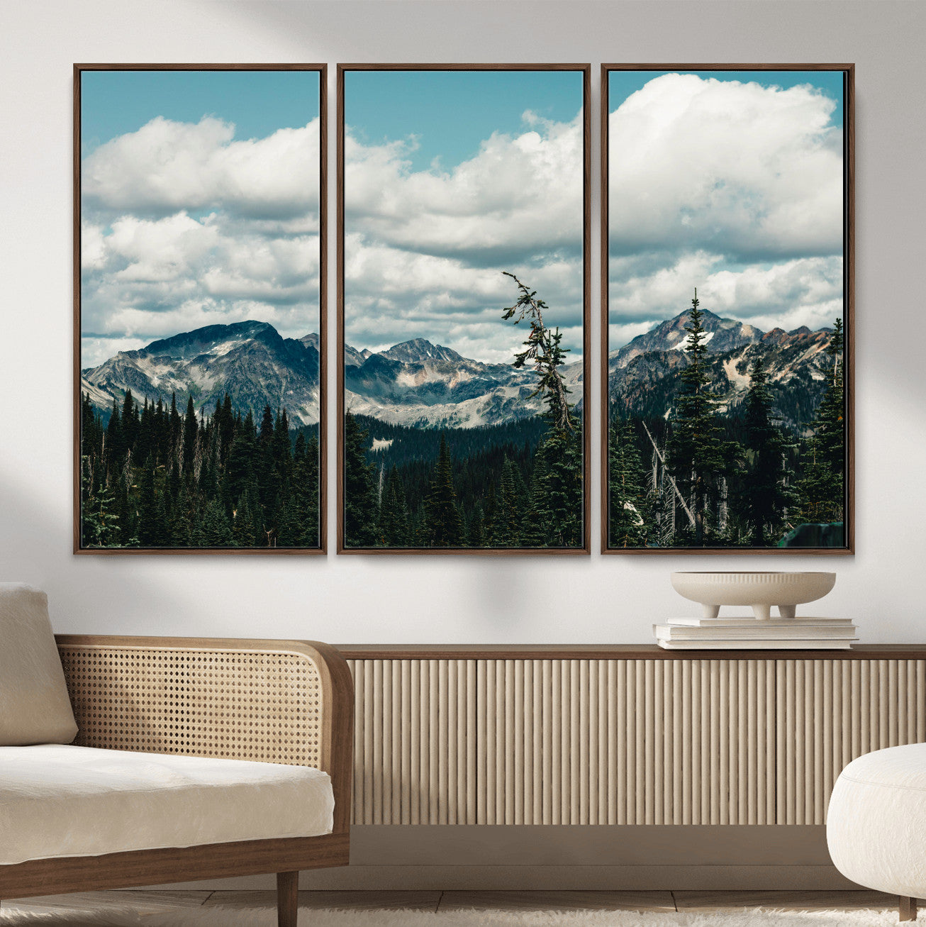 30416773-MGV-CV-36X24 - Mountain Forest Wall Art Canvas Print, Alpine Pine Tree Landscape Photography, Scenic Wilderness Mountain View, Nature Wall Decor