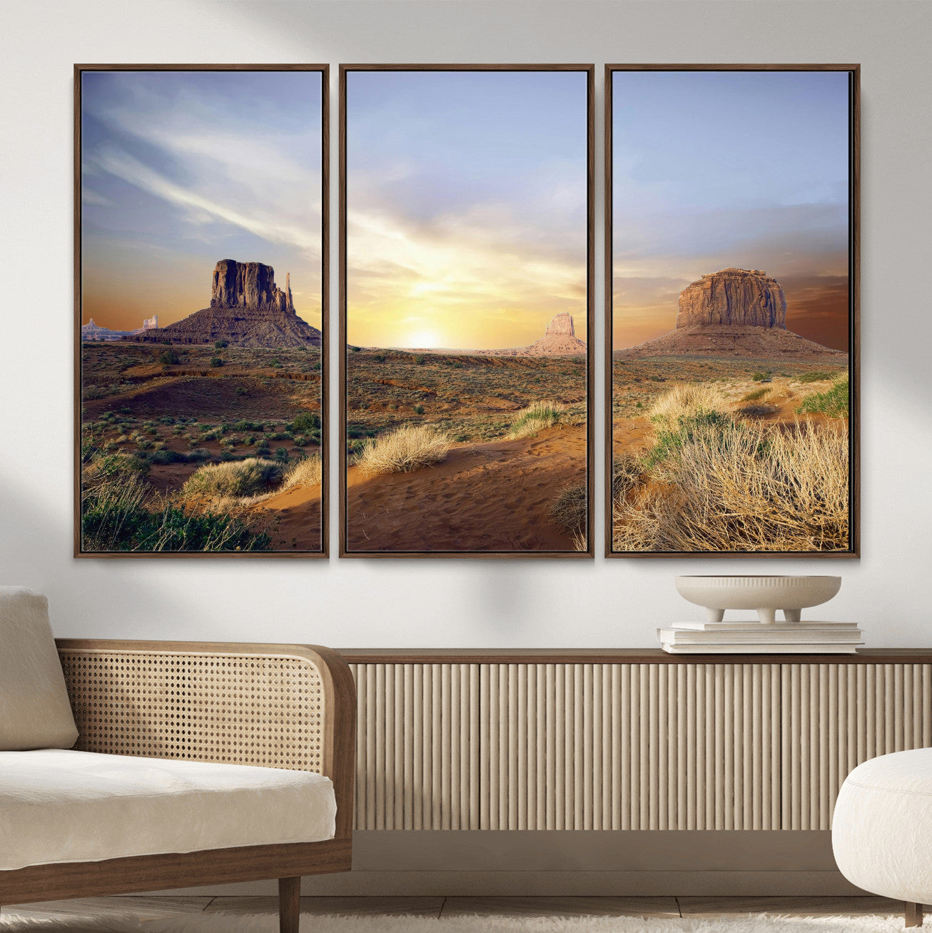 14901845-MGV-CV-36X24 - Monument Valley Desert Landscape Wall Art Canvas Print, Southwest Desert Rock Formation Canvas Print, Western Red Rock Panorama Art Printing