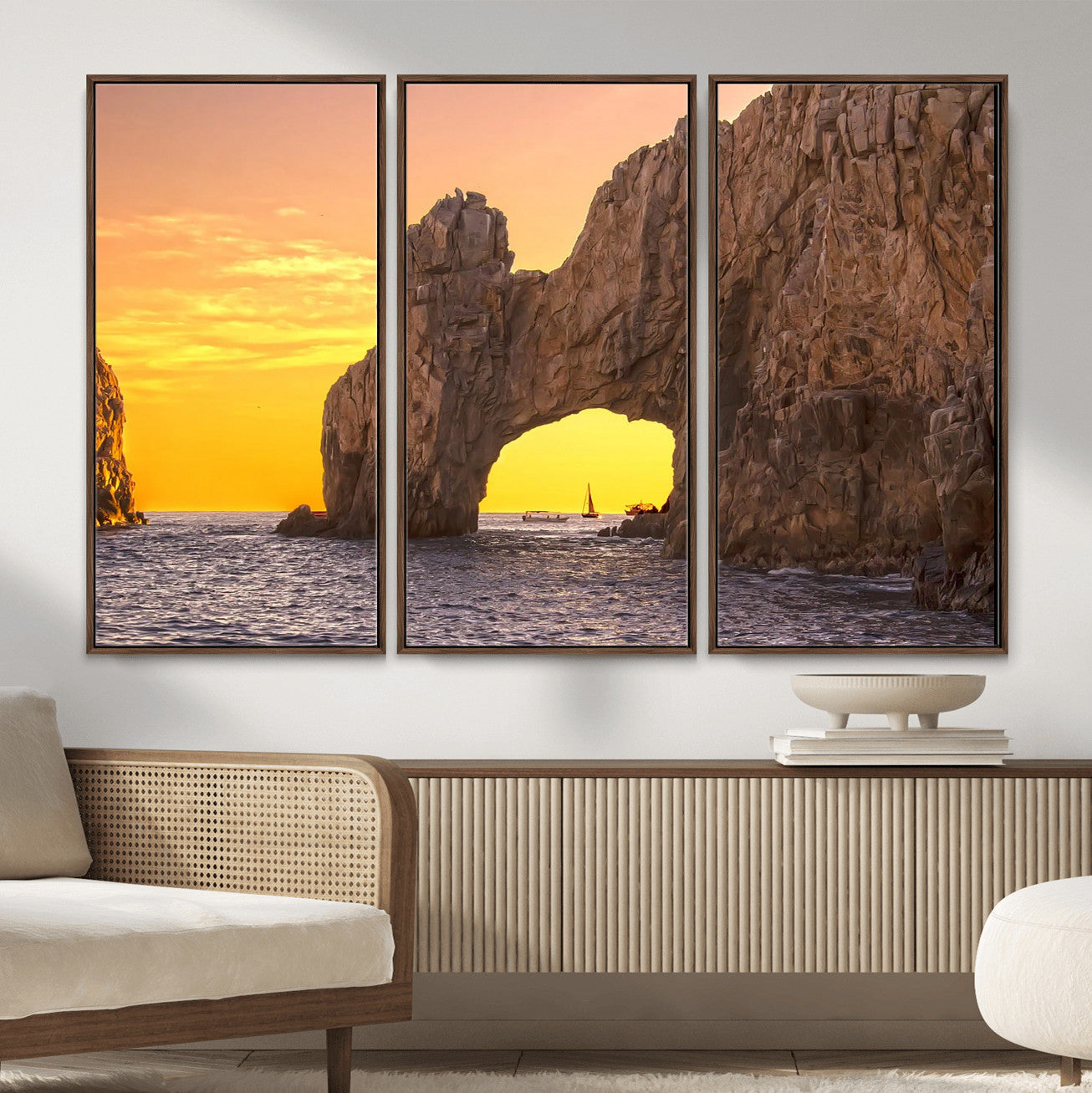 66414515-MGV-CV-36X24 - El Arco Cabo San Lucas Ocean Arch Wall Art Canvas Print, Baja California Rock Arch Seascape Canvas Print, Mexico Coastal Landmark Scenic Art Printing