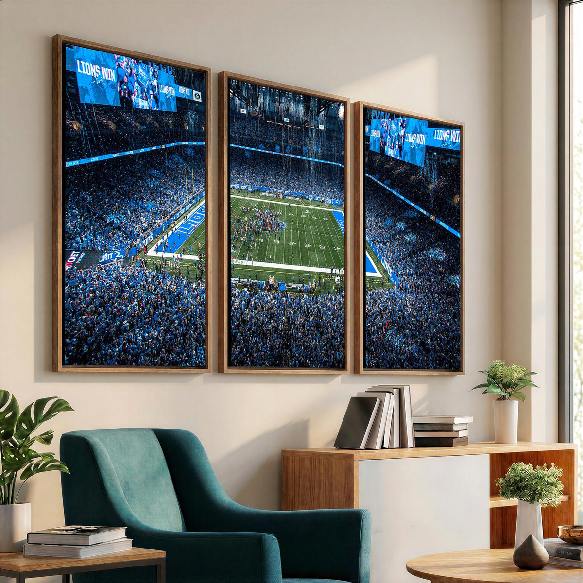 80882005-MGV-CV-36X24 - Detroit Lions Stadium Wall Art Canvas Print, Football Field Panorama