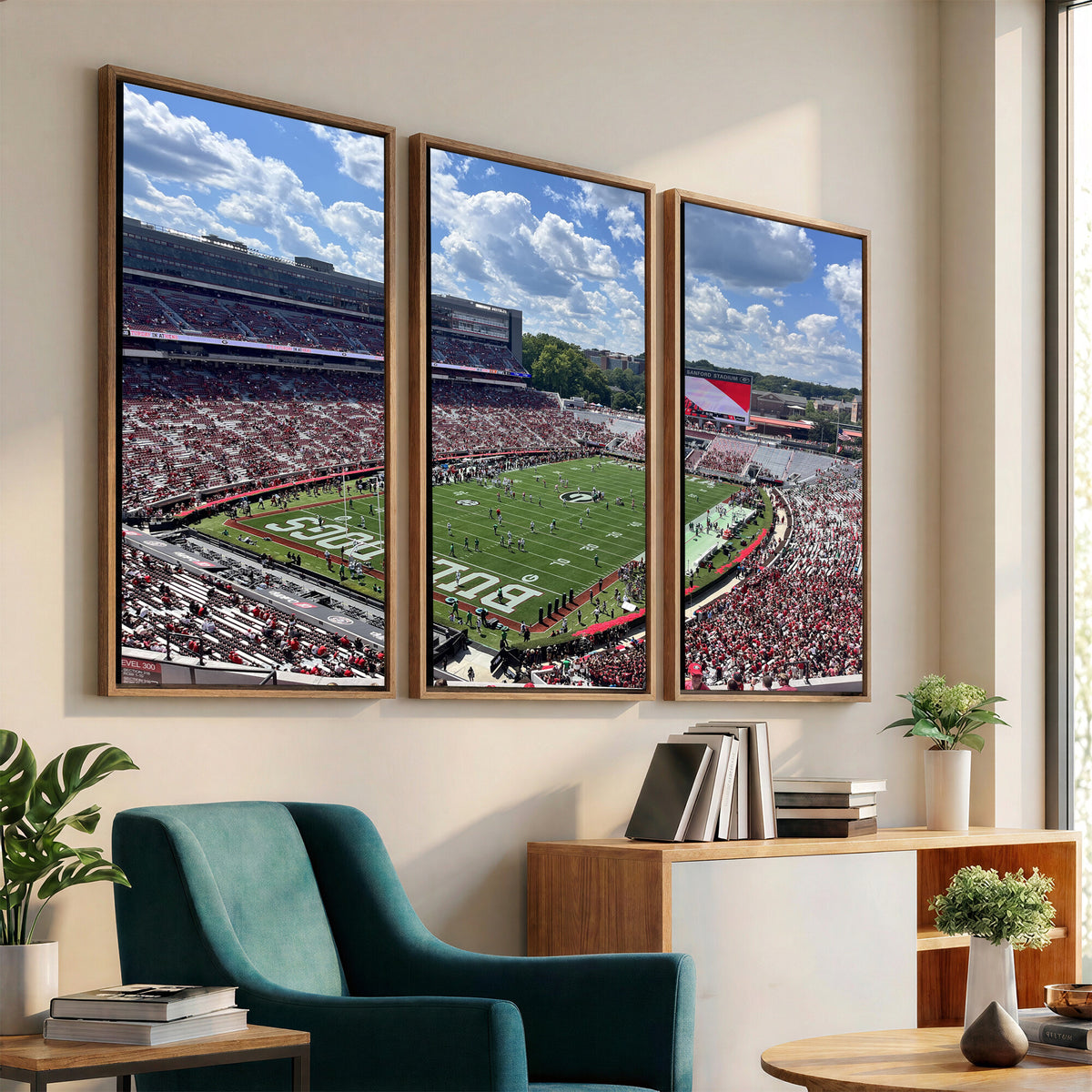 10665453-MGV-CV-36X24 - Georgia Bulldogs Stadium Wall Art Canvas Print, Sanford, Framed and Ready to Hang