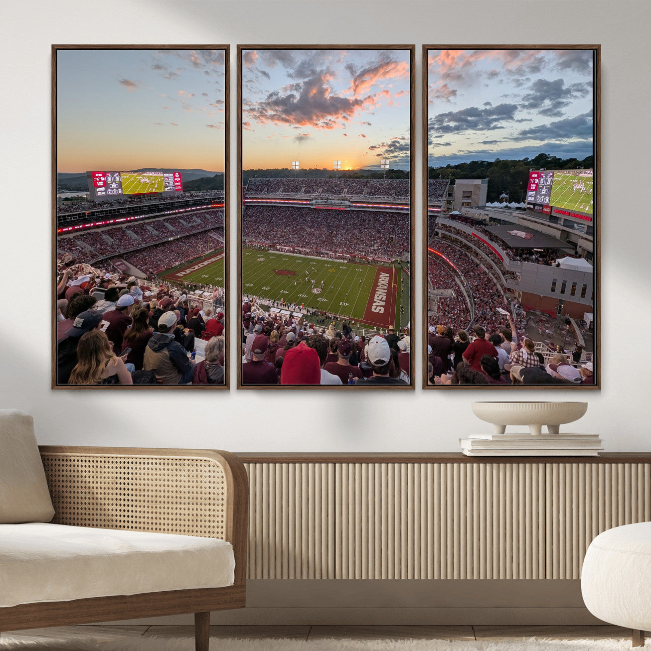 71837429-MGV-CV-36X24 - Donald W. Reynolds Razorback Stadium Wall Art Canvas Print – Arkansas Razorbacks Football Artwork for Home, Office, and Sports Room Decor