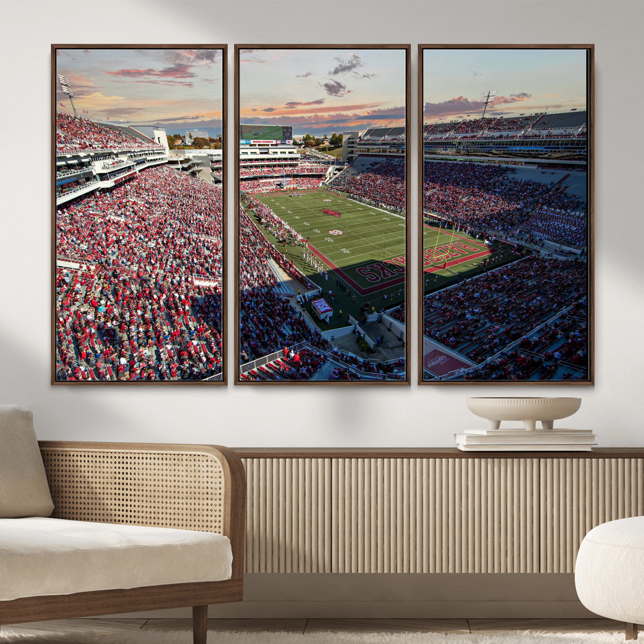 46571211-MGV-CV-36X24 - Donald W. Reynolds Razorback Stadium Wall Art Canvas Print – Arkansas Razorbacks Football Artwork for Home, Office, and Sports Room Decor