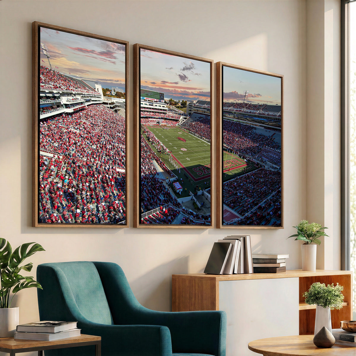 46571211-MGV-CV-36X24 - Donald W. Reynolds Razorback Stadium Wall Art Canvas Print – Arkansas Razorbacks Football Artwork for Home, Office, and Sports Room Decor