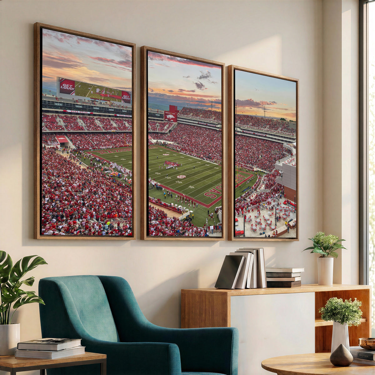 82233065-MGV-CV-36X24 - Donald W. Reynolds Razorback Stadium Wall Art Canvas Print – Arkansas Razorbacks Football Artwork for Home, Office, and Sports Room Decor