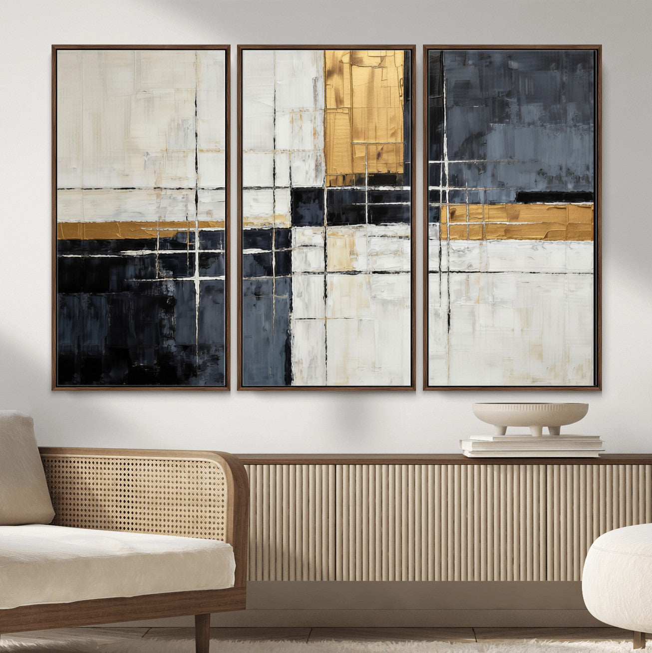78975677-MGV-CV-36X24 - Gold Abstract Wall Art Canvas Print, Modern Luxury Geometric Painting Wall Decor for Living Room and Office