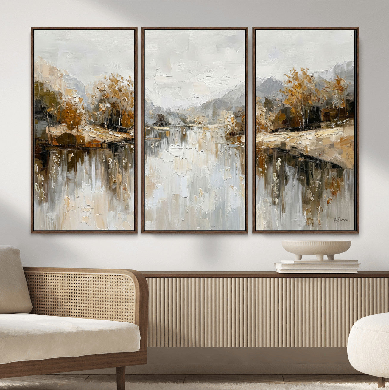 75820239-MGV-CV-36X24 - Abstract Landscape Wall Art Canvas Print, Modern Lake Printing Wall Decor for Contemporary Interiors