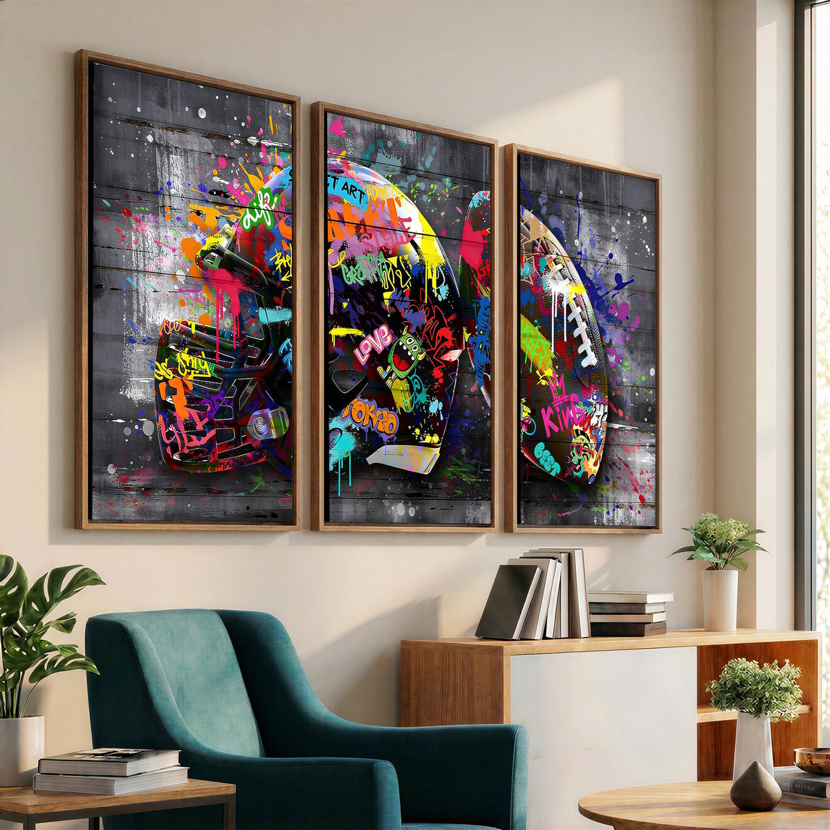 80540773-MGV-CV-36X24 - Graffiti American Football Helmet Street Art Wall Art Canvas Print
