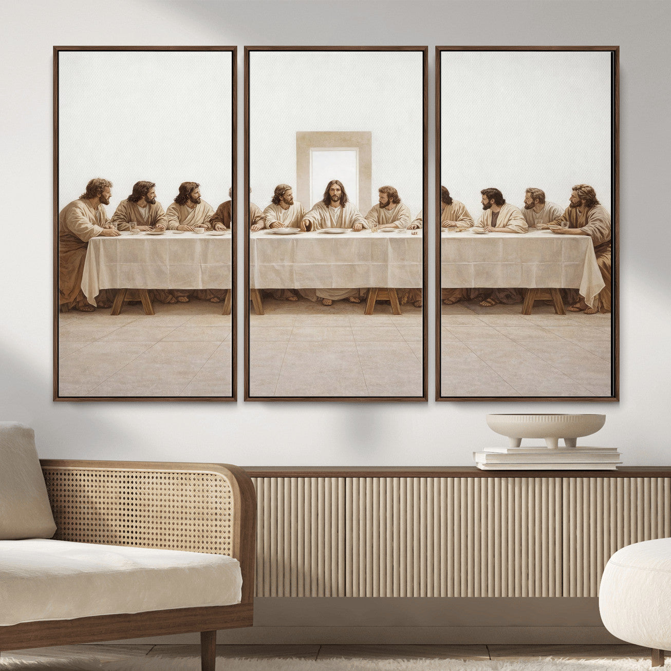 76380069-MGV-CV-36X24 - The Last Supper Wall Art Canvas Print, Jesus Christ Biblical Scene Canvas Print, Christian Religious Artwork for Church Living Room Decor