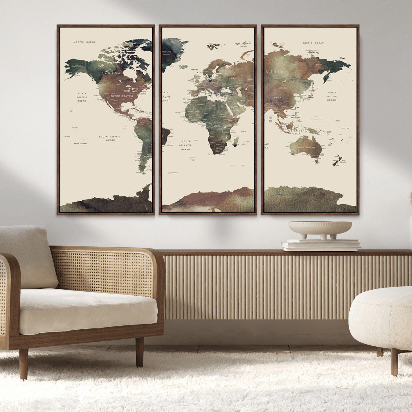 MGV-FC-48X32-3P - World Map Wall Art Canvas Print for Home and Office Decor