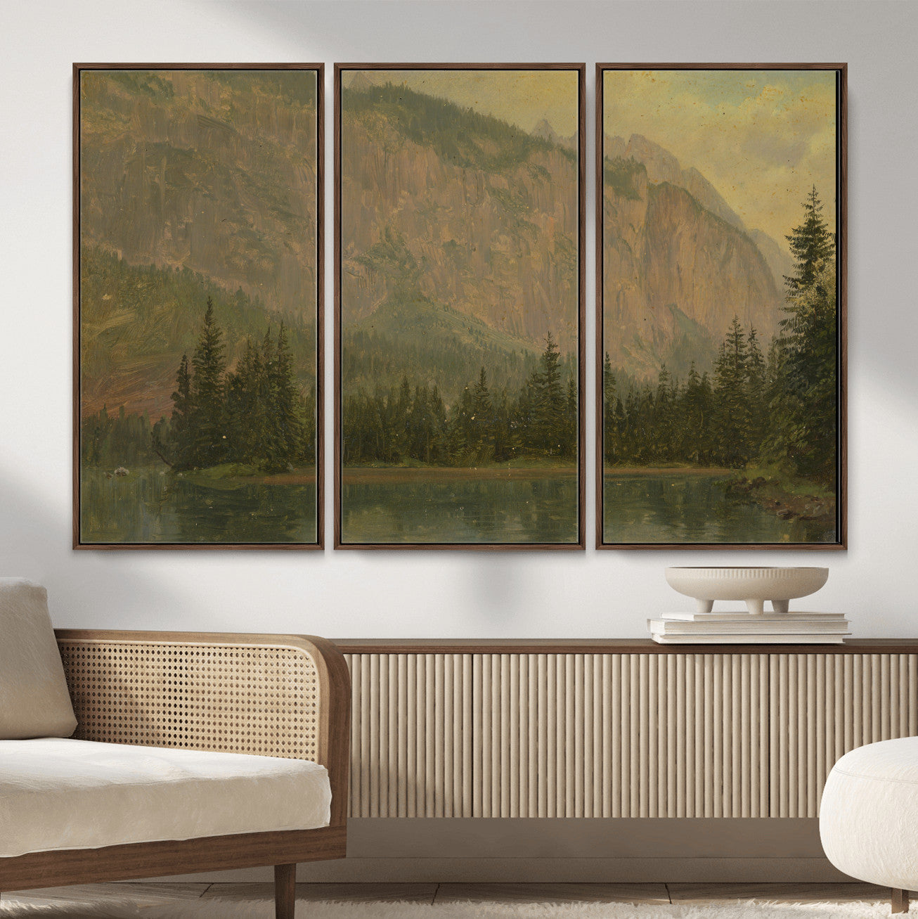 76844524-MGV-CV-36X24 - Frederic Edwin Church Hintersee Canvas Print, Hudson River School Mountain Lake Painting 1868, American Romantic Landscape, Vintage Nature Wall Art