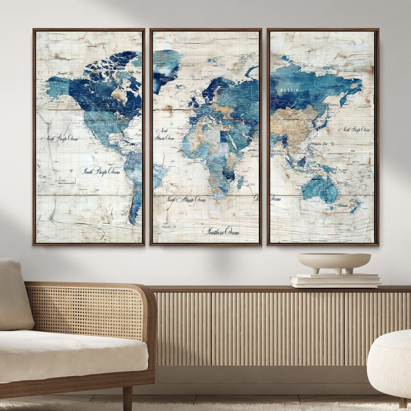 86799232-MGV-CV-36X24 - Watercolor World Map Canvas Wall Art Print – Abstract Colorful Travel Wall Decor