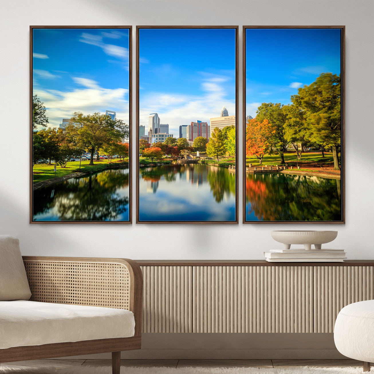 83254720-MGV-CV-36X24 - Charlotte Skyline Canvas Wall Art Print – North Carolina Cityscape Photography Print