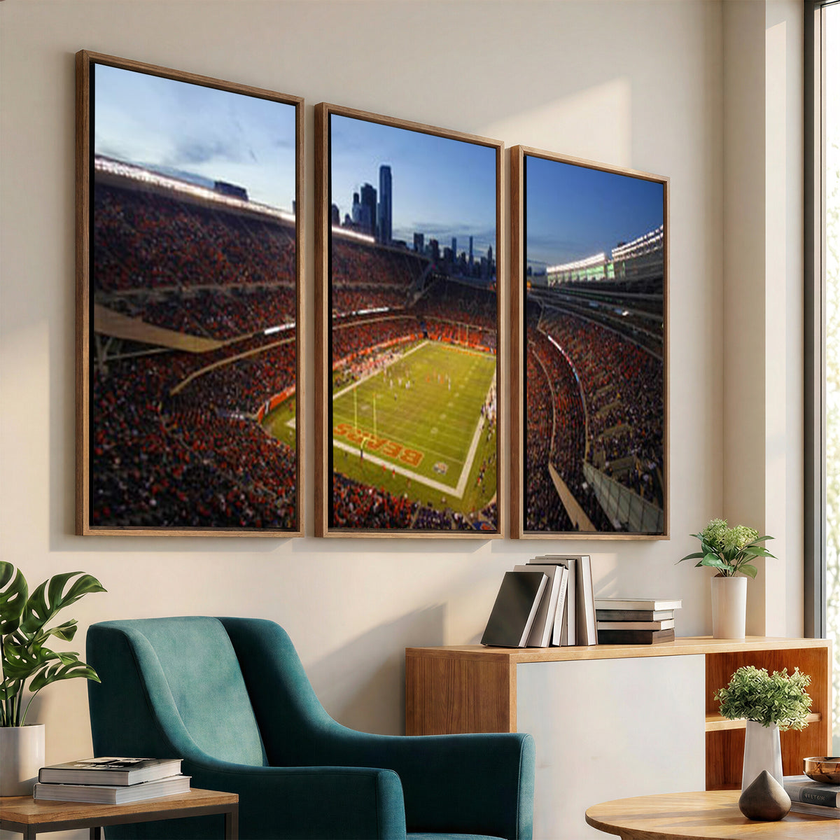 50691720-MGV-CV-36X24 - Chicago Bears Soldier Field Canvas Wall Art, NFL Stadium Panorama Print, Football Arena Photography for Sports Fans