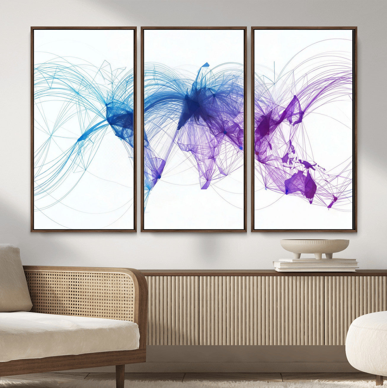 75155491-MGV-CV-48X32-3P - Global Flight Routes Map Canvas Wall Art, Worldwide Aviation Network Print, International Air Travel Wall Decor