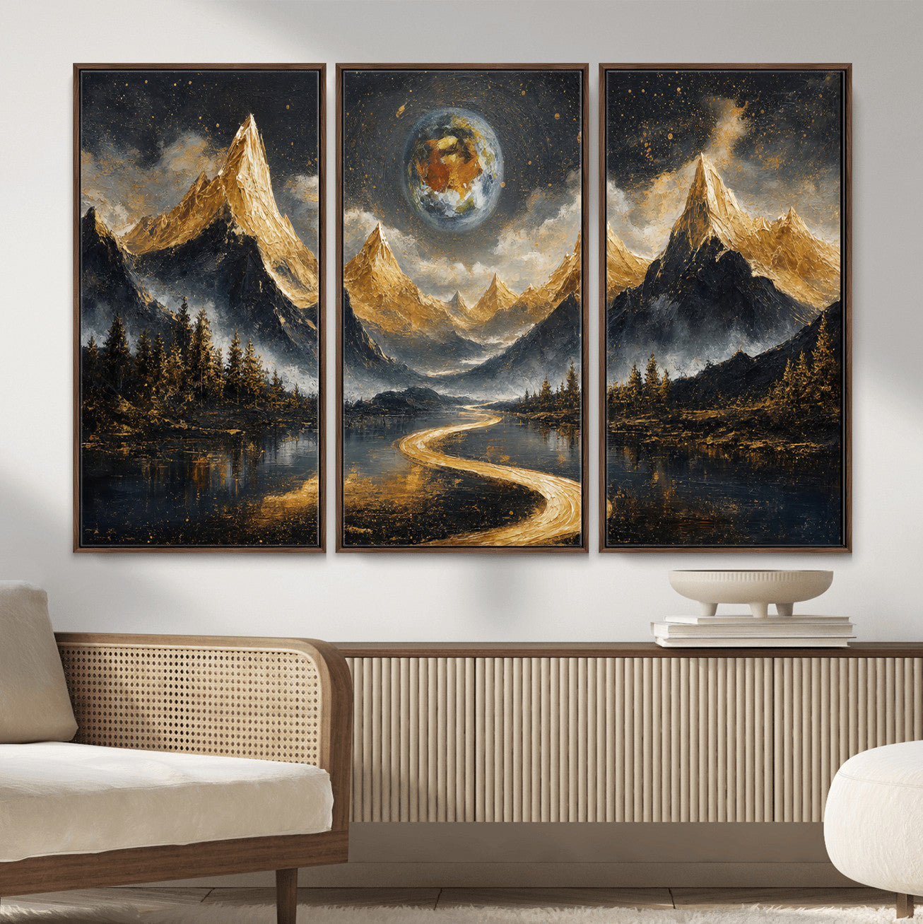 34202127-MGV-CV-36X24 - Abstract Mountain Wall Art Canvas Print Modern Landscape Painting Print