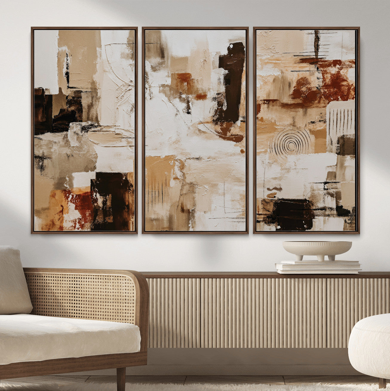 26560159-MGV-CV-36X24 - Blue Teal Abstract Canvas Wall Art, Modern Textured Painting Print, Navy Orange White Contemporary Art, Neutral Living Room Decor, Office Art